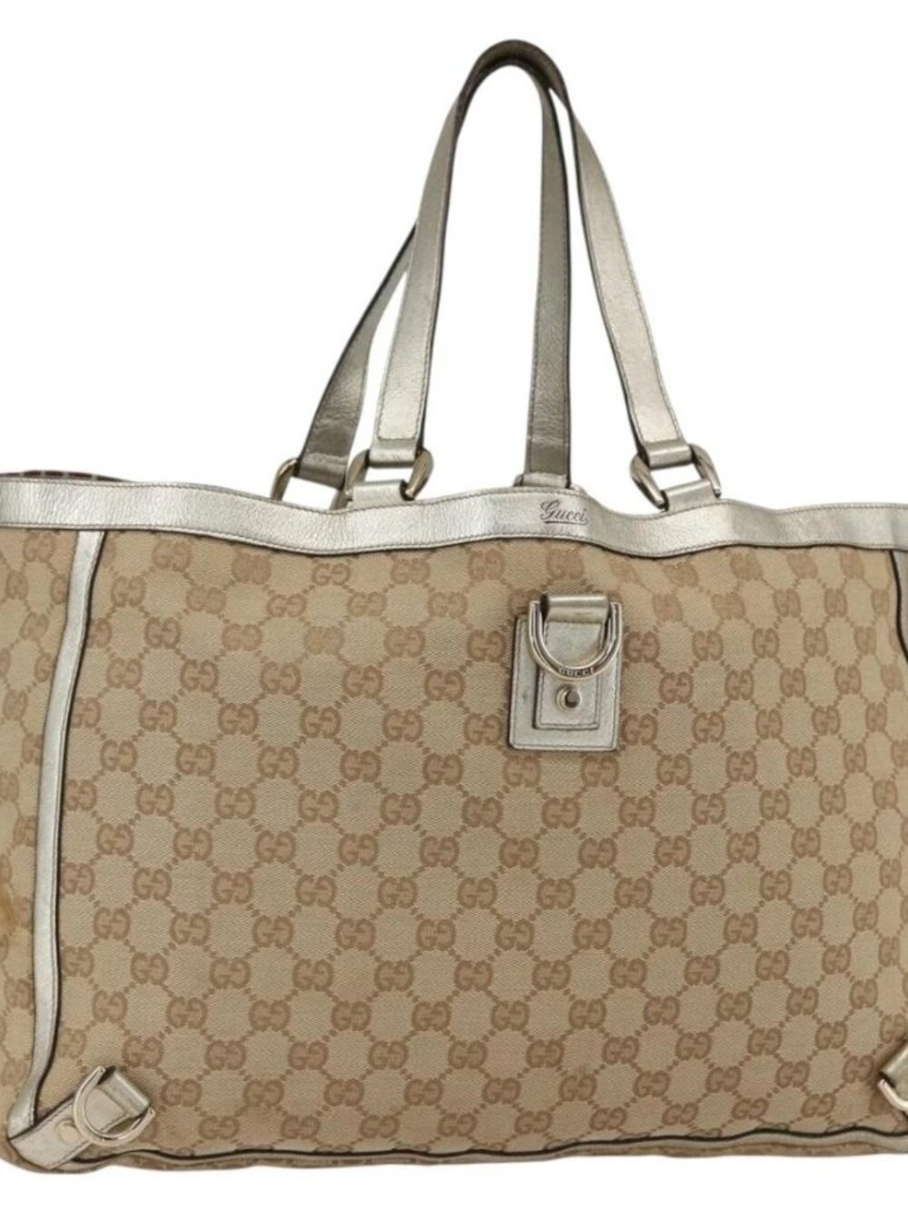 GUCCI GG Canvas Tote Bag Beige Gold 141472 Auth 170307